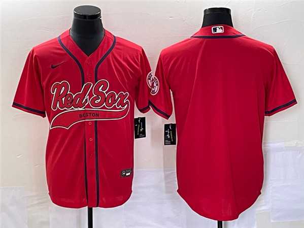 Men's Boston Red Sox Blank Red With Patch Cool Base Stitched Baseball Jersey